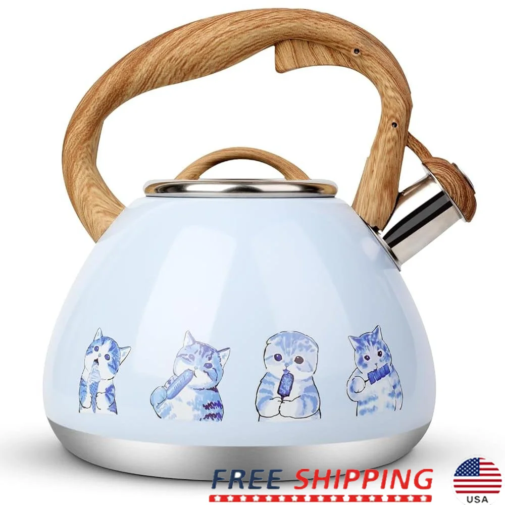 Bollitore per il tè con fischio Teiera in acciaio inossidabile Fischio forte Manico anti-calore per uso alimentare Compatibile con piano cottura 2,7 litri