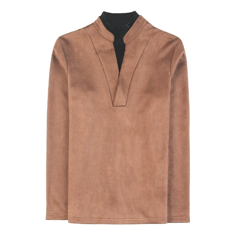 Fashion Fake Two Long Sleeved T-shirts 2024 Autumn Winter New Solid Color Business Slim Fit Casual Tees Men Clothing 4XL-M