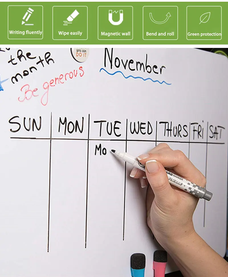 磁気ライティングドライイレースホワイトボード、メモ帳、製図板、冷蔵庫ステッカー、カレンダー、レシピ、メッセージ、メモマーカー、a2、a3