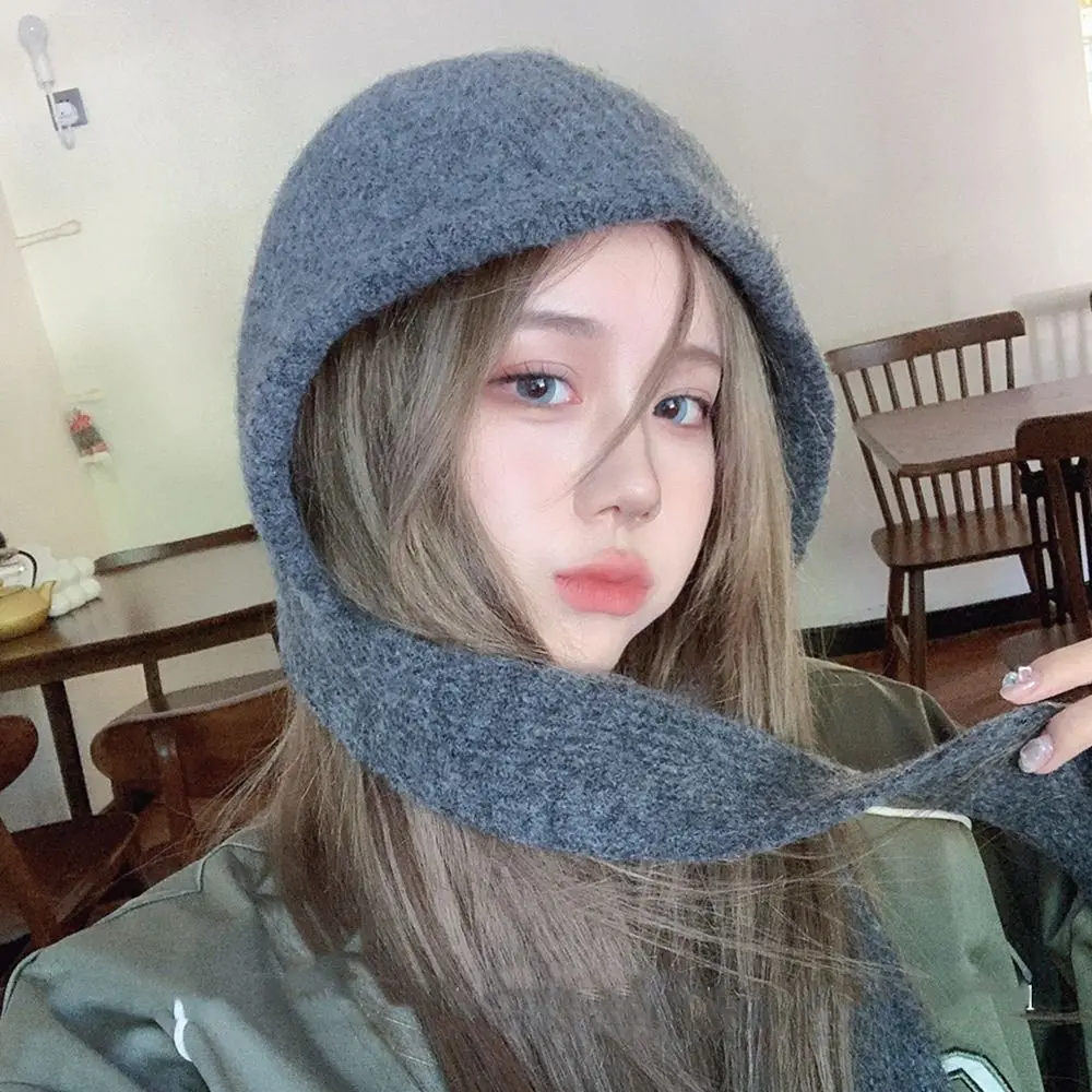 Fashion Warm Winter Hat Thickened Neckerchief Knitted Cap Cute Bucket Hat for Women