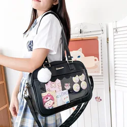 Preppy Style School JK Bag For Teenage Girls Transparent PU Leather Itabag Women Shoulder Bag Lovely Lolita Handbags Ita Bag Sac