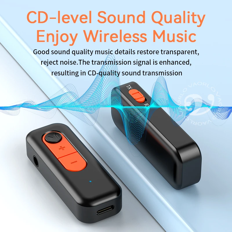 New Upgraded Bluetooth 5.4 Transmitter Receiver 3.5MM AUX RCA With Mic HiFi Stereo Music Wireless Adapter For PC TV Car Airplane