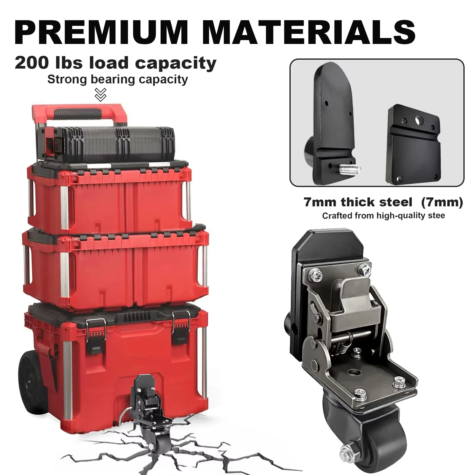 Upgraded Steel Construction Front Wheels,Packout Caster Wheel kit fit for Milwaukee Rolling Tool Box For Packout Toolbox