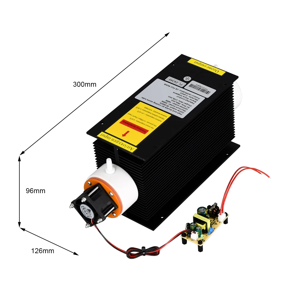 CE FCC ROHS ชิ้นส่วนเครื่องกำเนิดโอโซน20กรัม/ชั่วโมง20กรัมได้รับการจดสิทธิบัตรพร้อมแผงระบายความร้อนภายในและพัดลมทำความเย็น