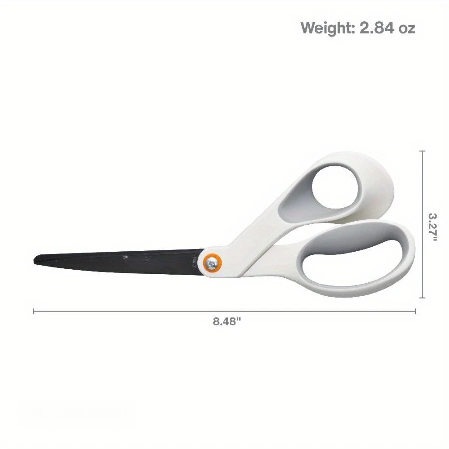 (2個パック) 8インチ 大人用 ノンスティック チタン製はさみ ソフトグリップ付き、オレンジとグレー