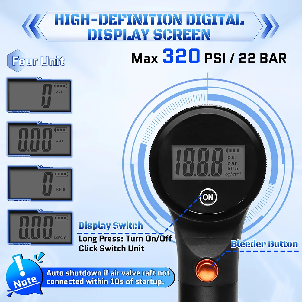 BUCKLOS 320PSI Fietsluchtpomp Draagbare Fiets Ultralichte Handluchtpomp met Manometer Schrader Presta MTB Mountain Road Fietspomp