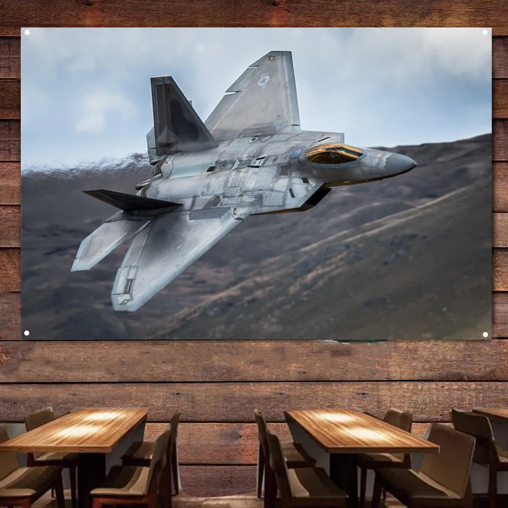 

F-22 Raptor Fighter Jet Flag Hanging Banners U.S. Air Force Aviation Military Art Poster Wall Art Tapestry Home Decor Painting