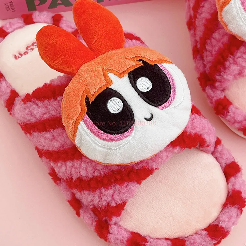 لطيف أنيمي القوة الفتيات الأصلي الشتاء الصوف النعال المنزل تنفس عدم الانزلاق Kawaii فتاة هدية عيد ميلاد هدية الكريسماس