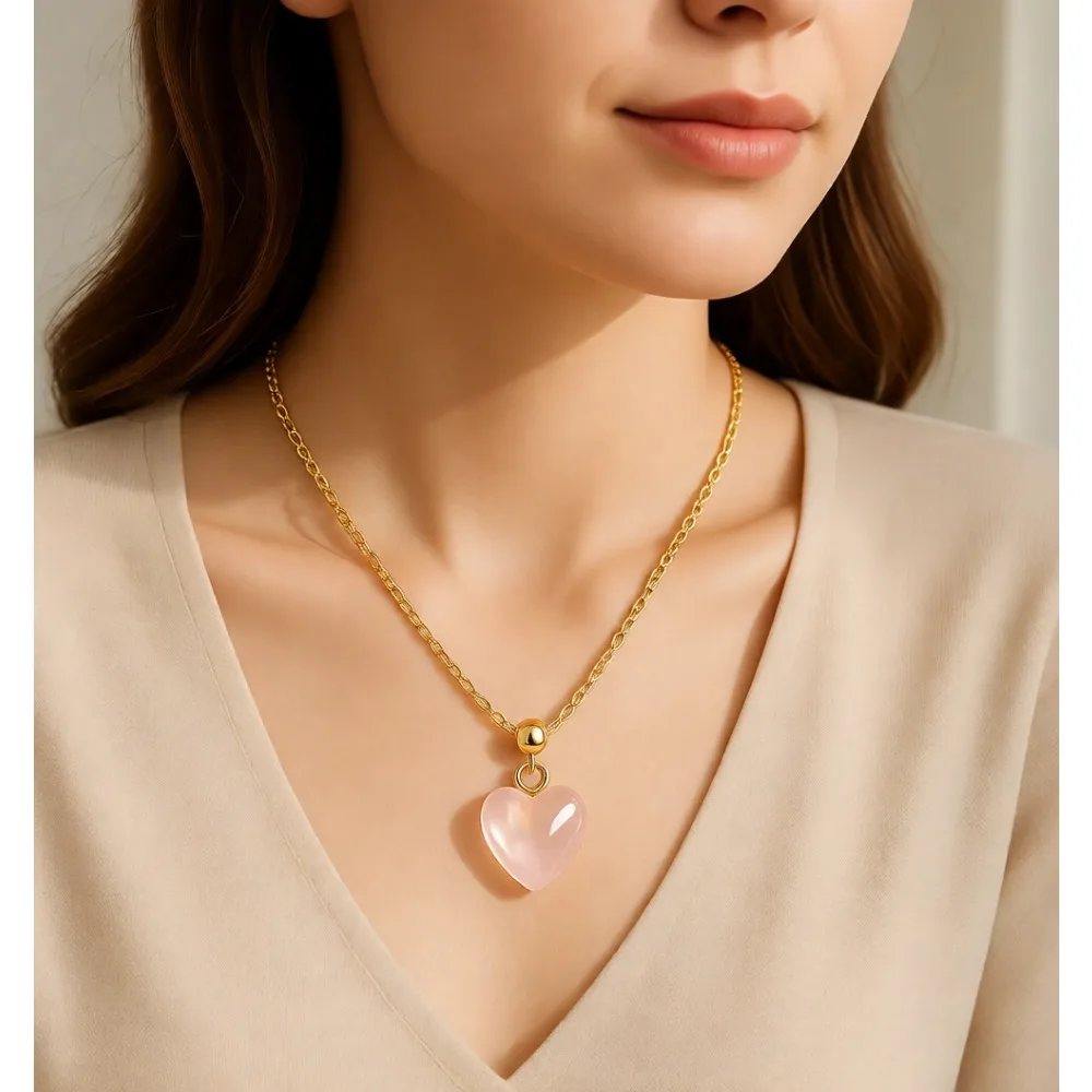 

Ожерелье с подвеской из драгоценных камней и золота для женщин, регулируемая цепочка, изящный кулон, набор милых подвесок, гипоаллергенный, с целебными кристаллами