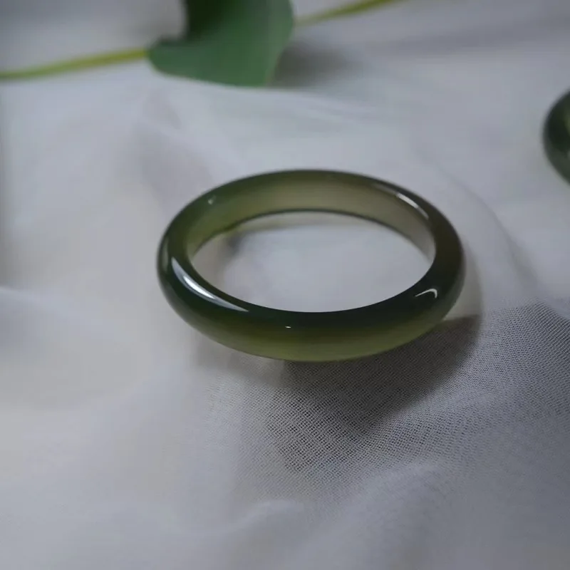 

Yuanshan Dai Chalcedony Green Bracelet Narrow Strip Bracelet Safeness Bracelet Flat Bar Bracelet Women Agate Bracelet