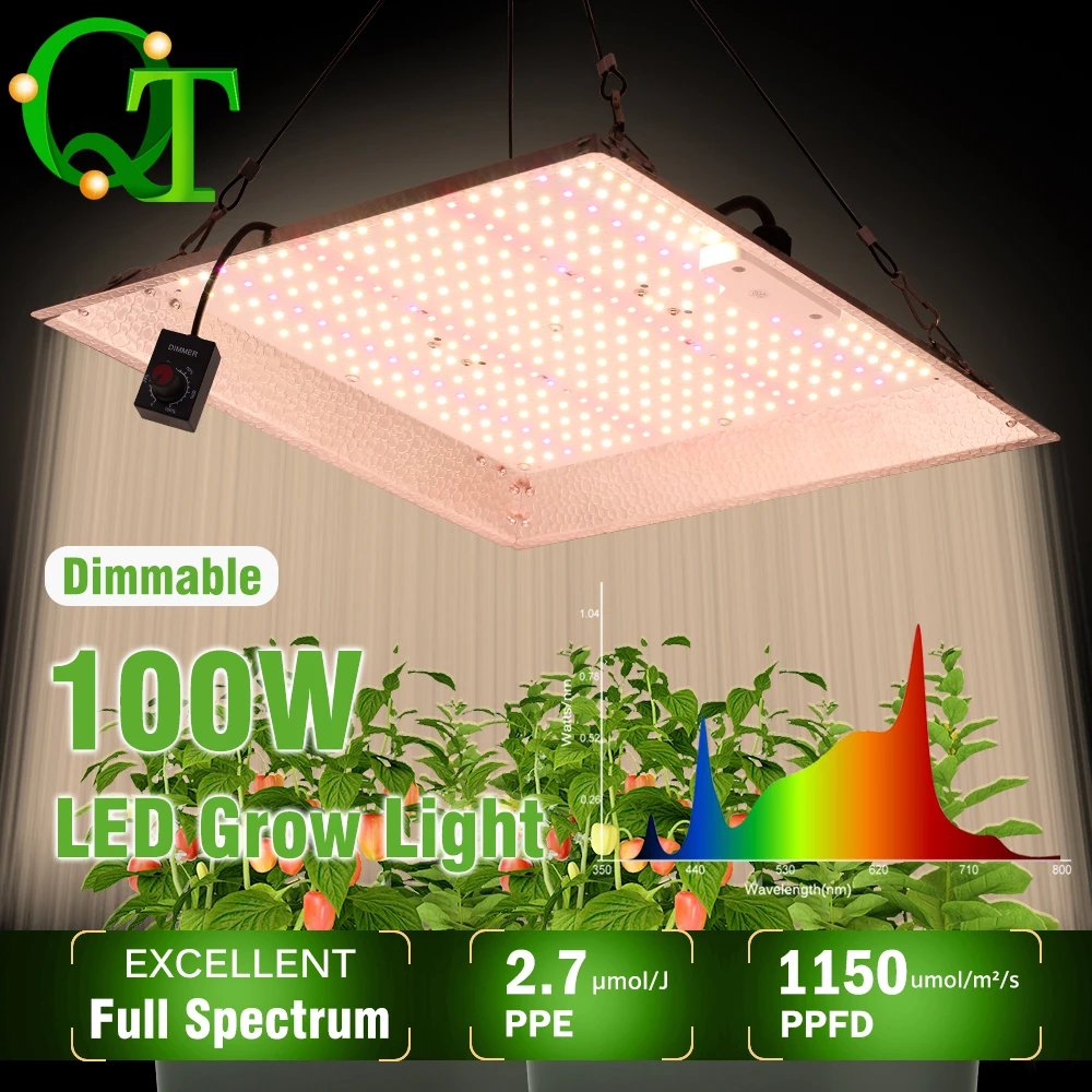 100W Full Spectrum Growth Light Quantum Board Waterproof IP65 Adjustable Spectrum Greenhouse Succulent Vegetable Growth Light