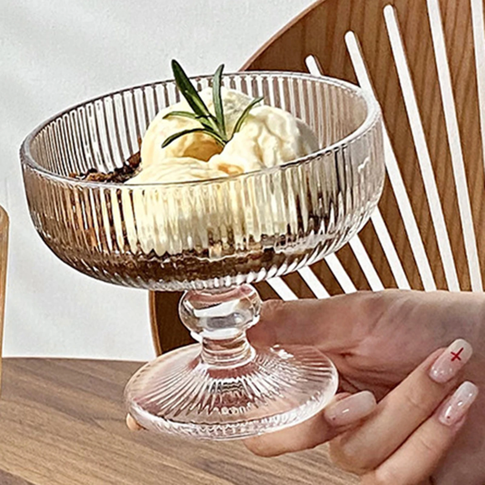 サンデーデートライアングルハイトアイスクリームカップ、ガラス