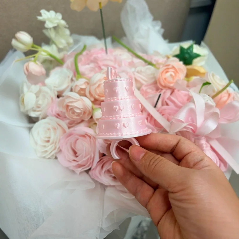 Cute Elegant Mini Candle Ring Bow Knot Lightweight Birthday Cake Ring Cute Unique 3D Printing Ring Banquet