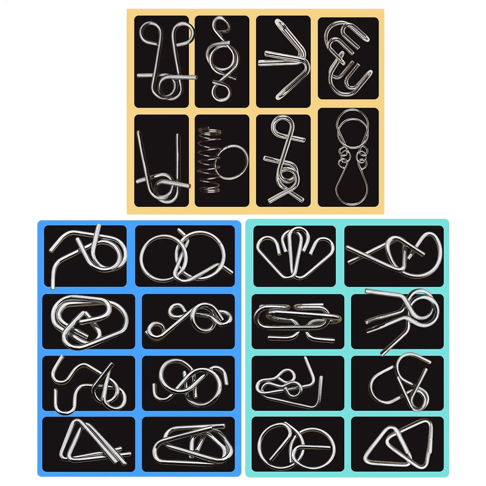 24 pièces/ensemble Puzzle en métal fil esprit casse-tête Puzzles enfants adultes jeu interactif soulageant jouets éducatifs