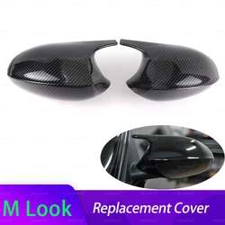 1pair For BMW 1 3 series E87 E81 E82 E90 E91 E92 E93 Rear View Side Case Trim ABS Carbon Fiber Style Car Rearview Mirror Cover
