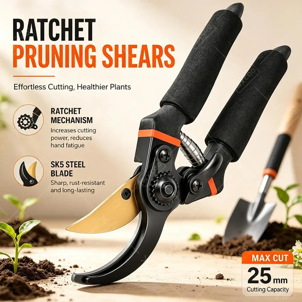 Labor-Saving Gardening Pruning Shears SK-5 Blade Scissors for Pruning Trees Cut Bonsai Fruit Tree Flowers Branches Garden Pruner