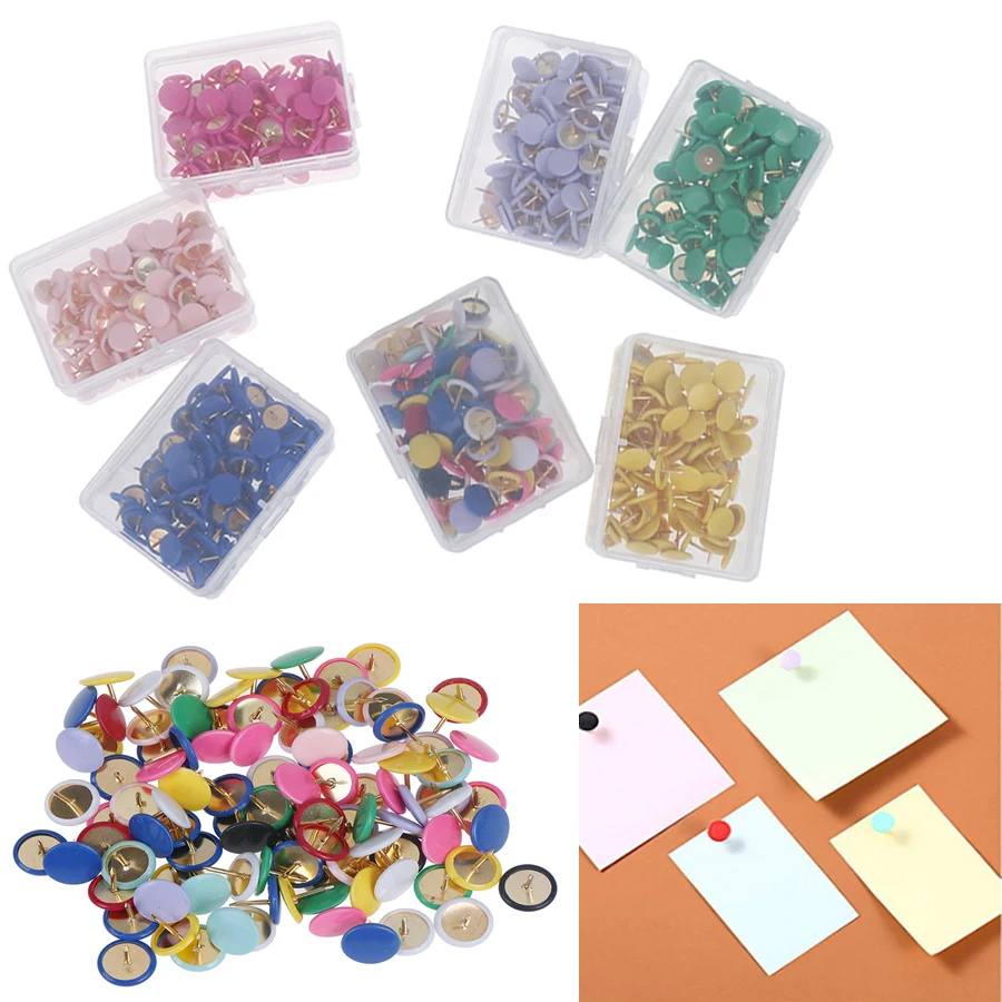 100Pcs Round Push Pins Notice Board Map Thumb Tacks Point Bulletin Drawing