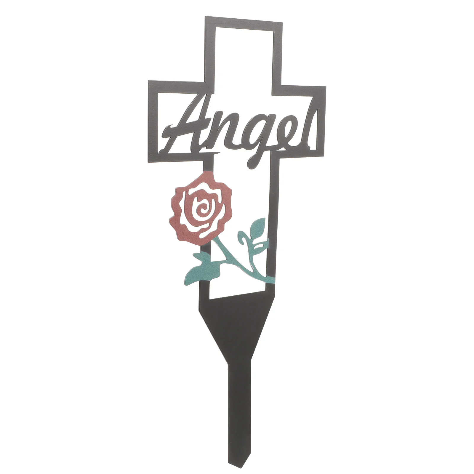 

Iron Memorial Cross Stake for Grave Garden Outdoor naments Cemetery Decorations 3 Red Love Signs Metal Commemorative Stake