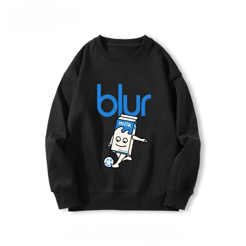 

Худи Hot Blur Band Little Milk в стиле ретро с круглым вырезом для мужчин и женщин, американский уличный стиль, винтажный свободный топ с открытыми плечами