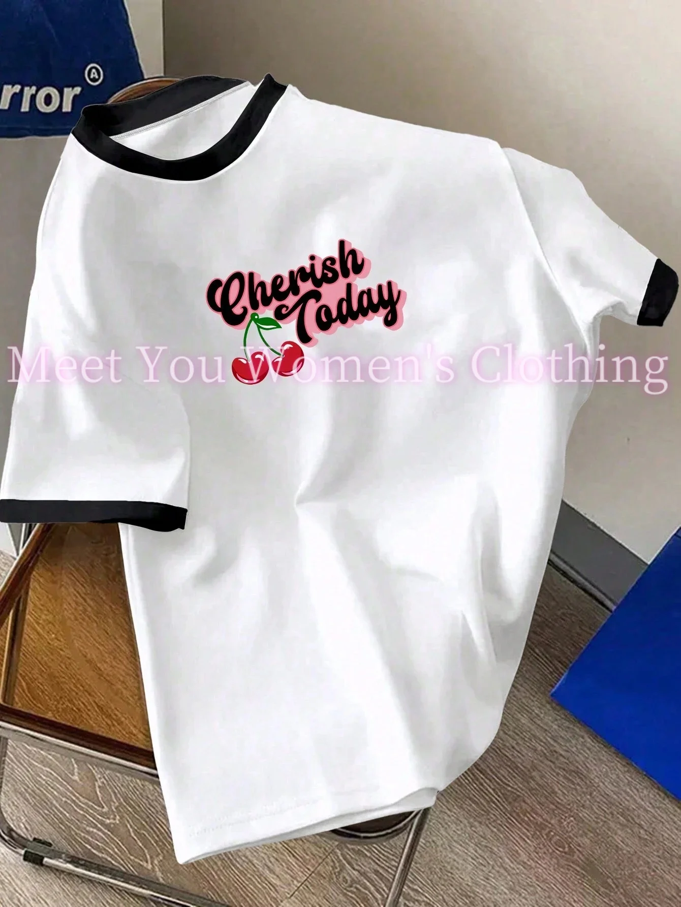 Cherish Vandaag Print Casual o-hals T-shirts Gothic T-shirt Harajuku Korte Mouw T-shirt Vrouwen Zomer Tops Streetwear Kleding