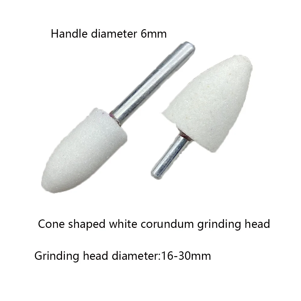 

5 Pcs 6mm handle cone 16-30mm grinding head diameter ceramic grinding wheel grinding head white chromium corundum flint powder m