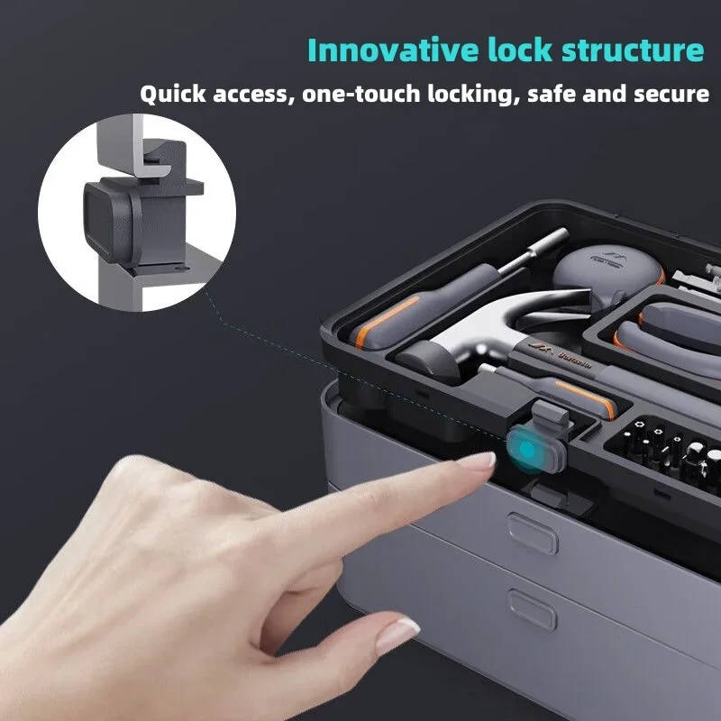 JIMIHOME Stackable Tool Kit X Tray Set Multifunctional Power or Hand Tool Combination Tool Box Portable Home Repair Kit