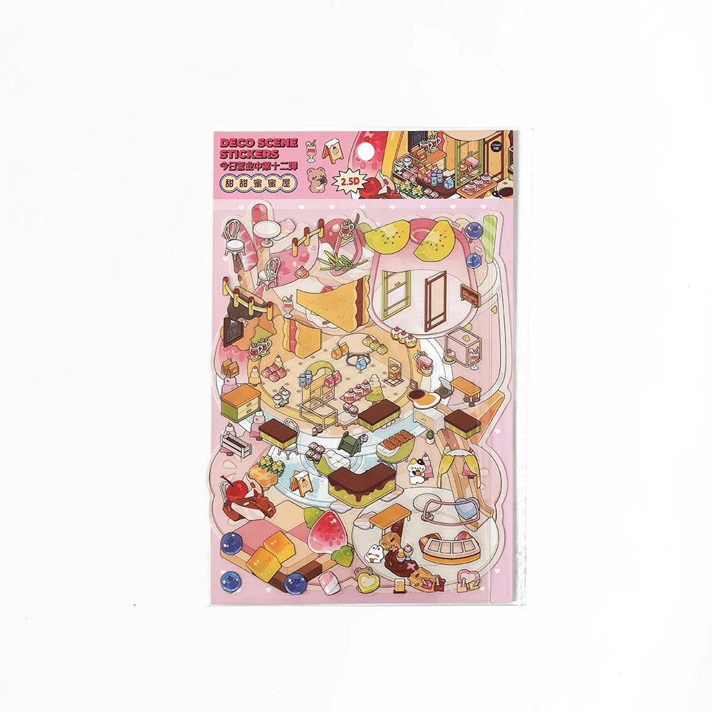 بطاقة عاشق 3 قطع [سلسلة المجلد المفتوح من اليوم] مقاومة للماء ثلاثية الأبعاد بطبقة مزدوجة ملصق مشهد رائع لطيف تصميم جديد مبتكر