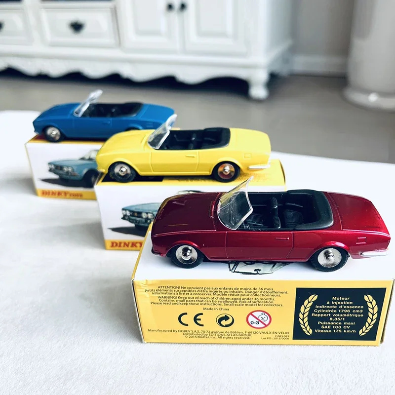 Diecast Alloy 1/43 Dinky Cabriolet 504 Convertible Sports Car Model Display Metal Classic Vehicle Adult Collection Toy