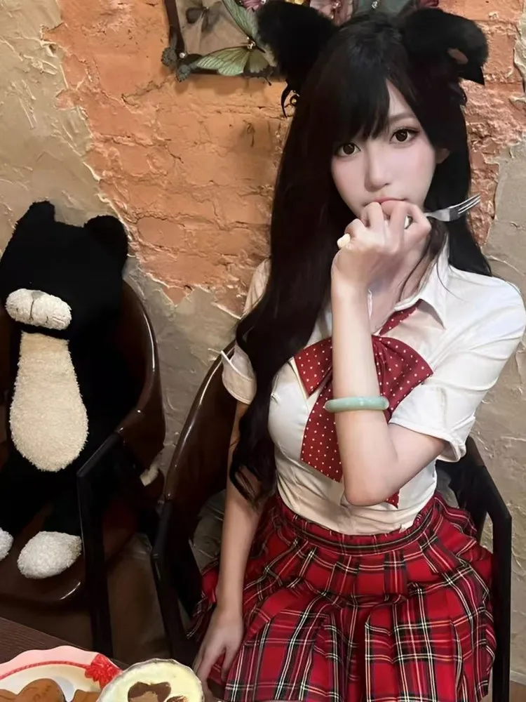 

Острая красная юбка в стиле Киото для частной школы, юбка миди, в стиле преппи, из полиэстера, с воротником и пуговицами