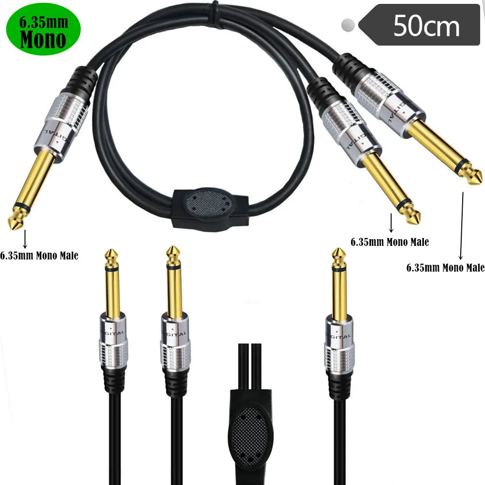 

1pc 6.35mm 1/4" TS Male to Dual 6.35mm 1/4" Male Mono Y Guitar Signal Audio Speaker Headphone Cable Splitter Cord 50cm
