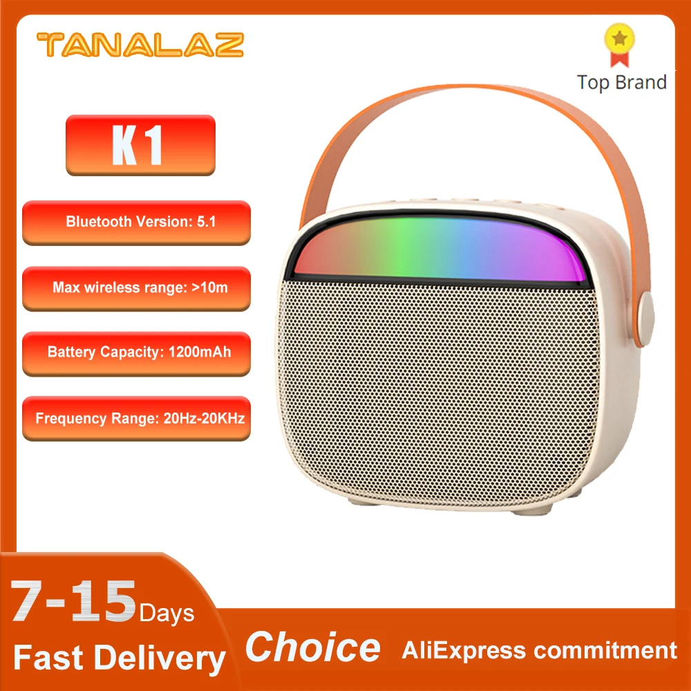 TANALAZ K1 Karaoke Machine Kids Adults Mini Portable BlueTooth Karaoke Speaker with 2 Wireless Microphones Birthday Speaker Gift