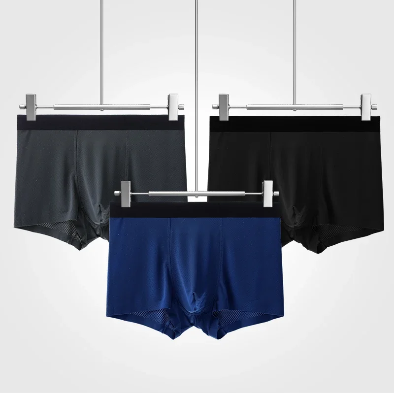 Pantaloni piatti antibatterici in grafene migliorati traspiranti estivi da 5 pezzi, pantaloni sottili a quattro angoli senza cuciture con filo di ghiaccio, un pezzo