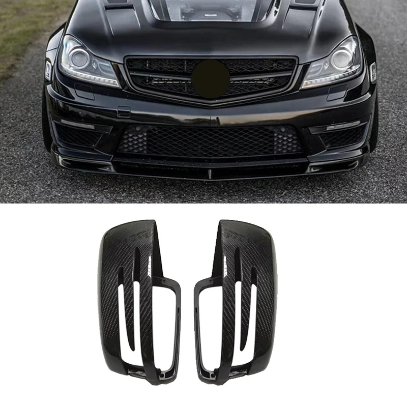 

W204 C63 Dry Carbon Fiber Fibre Side View Mirror Covers Caps for Cars AMG 2007-2014