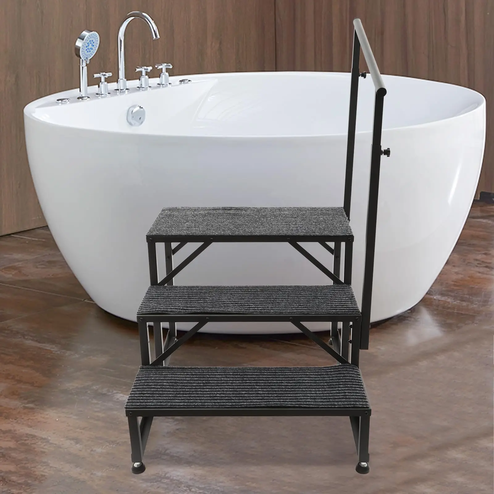 خطوات RV مع درابزين، 3 خطوات سلم حوض استحمام ساخن مع وسادة مضادة للانزلاق، خطوات سلالم محمولة لأحواض الاستحمام الساخنة، المعسكر، المحمول Ho #6