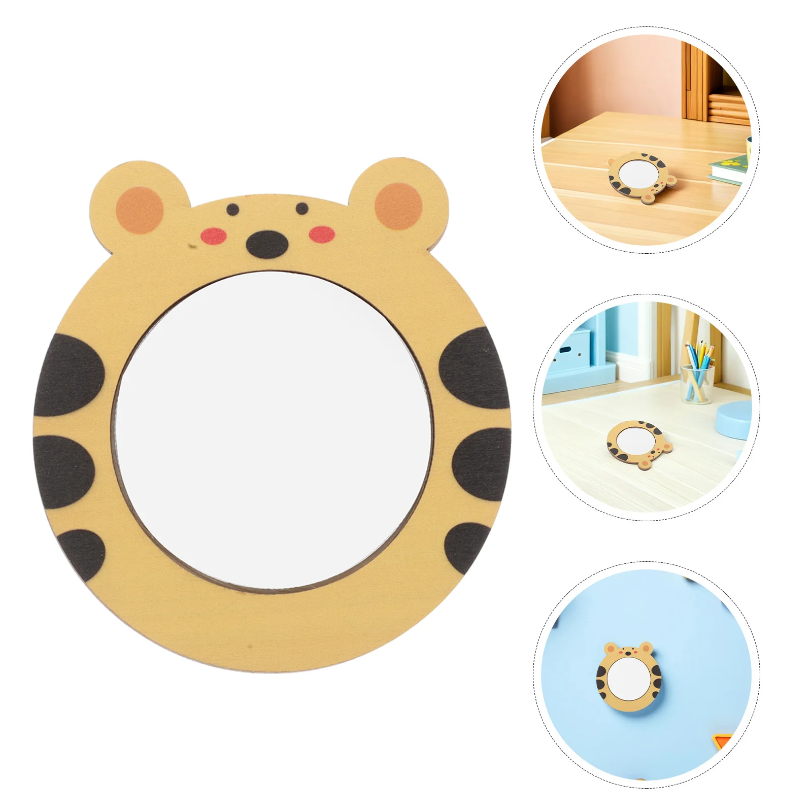 2 Buah Cermin Bayi Kayu Kartun Harimau untuk Mandi Balita Bermain Air Belajar Keterampilan Sensorik Kognitif Bayi Saat Mandi Menyenangkan