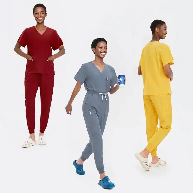 Polyester Women Nurse Sets Medical Uniforms Hospital Doctors Outfits Dental Clinic Scrub Set Beauty Salon Clothing S