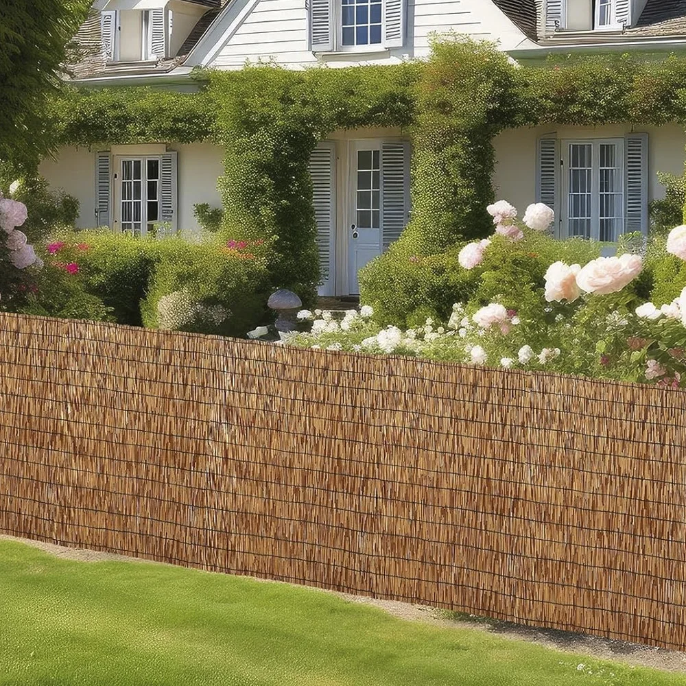 

Natural Reed Fencing Coffee Color Balcony Reed Fence Roll 0.9X3M Patio Decorative Protective Fencing For Outdoor Backyard Farm