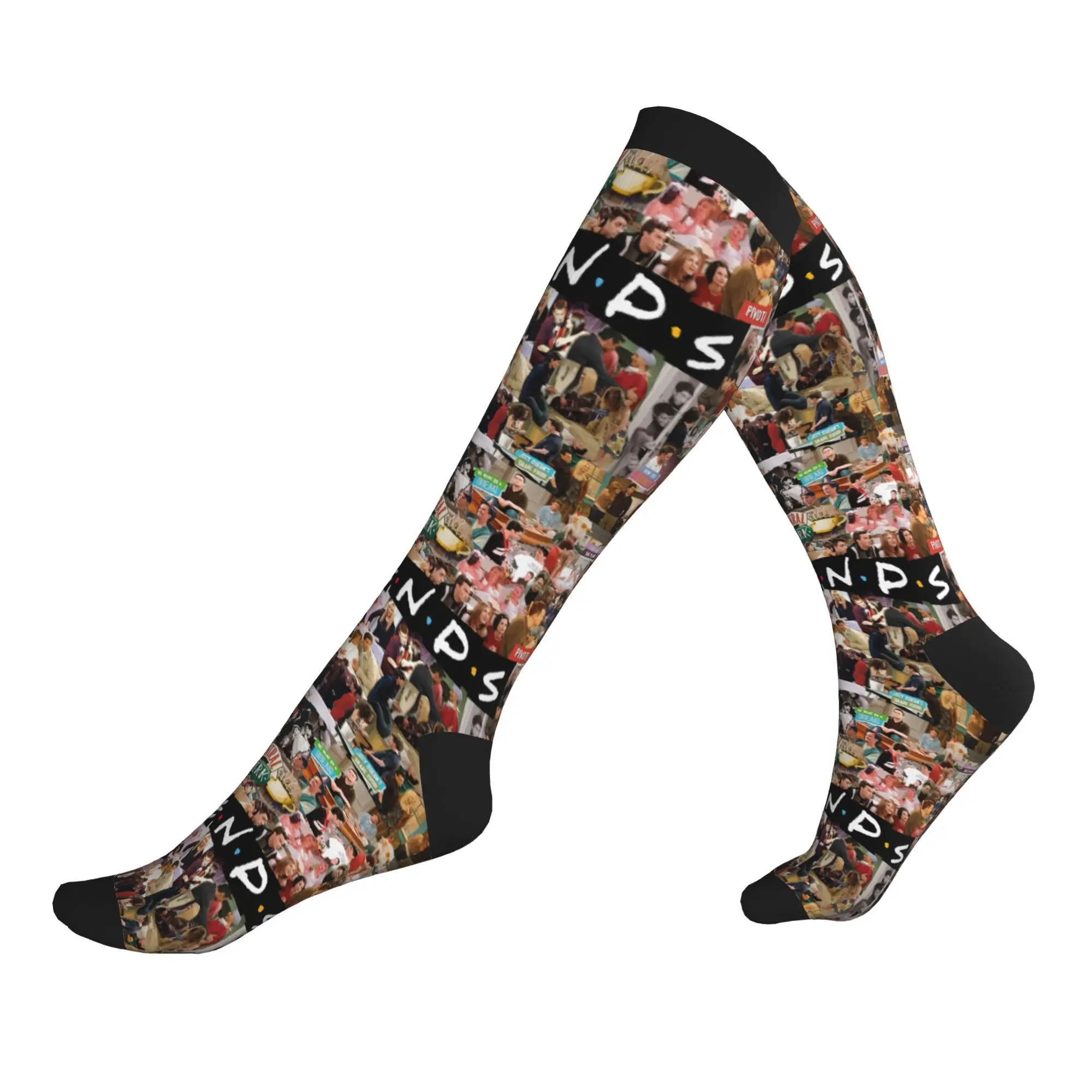 Chaussettes de sport à compression pour hommes et femmes, avec symbole de la série télévisée Friends, chaudes, amusantes et originales