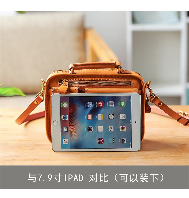 Modische Vintage-Handtasche aus natürlichem Echtleder für Damen, kleine Multi-Taschen-Organizer-Handtasche, Designer-Luxus-Schultertasche aus echtem Rindsleder – Detail 11