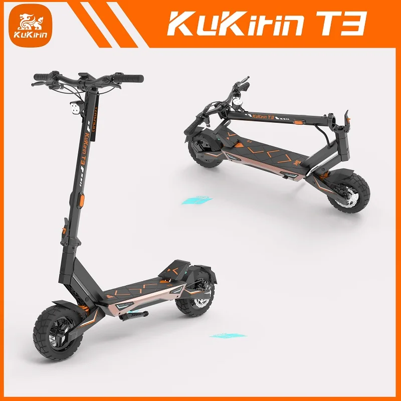 Trottinette électrique Kukirin T3 pour adultes, batterie 48V 15.6Ah, moteur 800W, vitesse maximale 45 km/h, pneus à vide de 10 pouces, pliable.