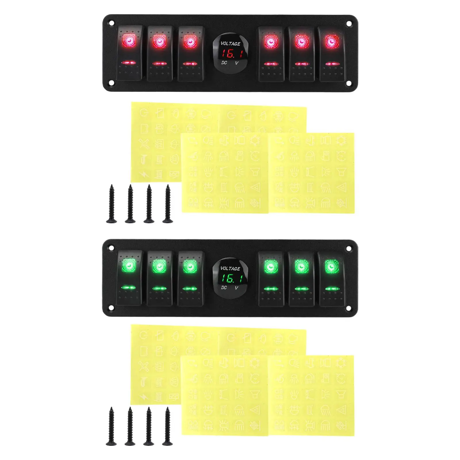 

6-клавишная панель кулисного переключателя, вольтметр премиум-класса, 20 А, 12-24 В, высокопроизводительный дисплей напряжения для радиоуправляемых автомобилей, автомобилей UTV