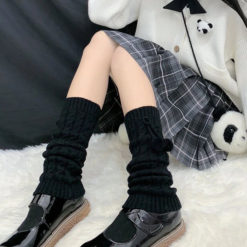 

Harajuku Japanese Lolita Leg Warmers Women Gothic Knit Long Socks Leggings Gaiters Knee Goth Winter Cuff Ankle Heap Socks Y2K