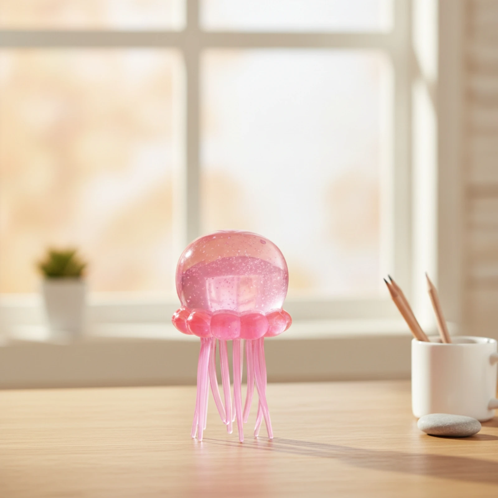 

Squid Press Toy Translucent Jelly Squid Toy Glossy Dangling Tentacles