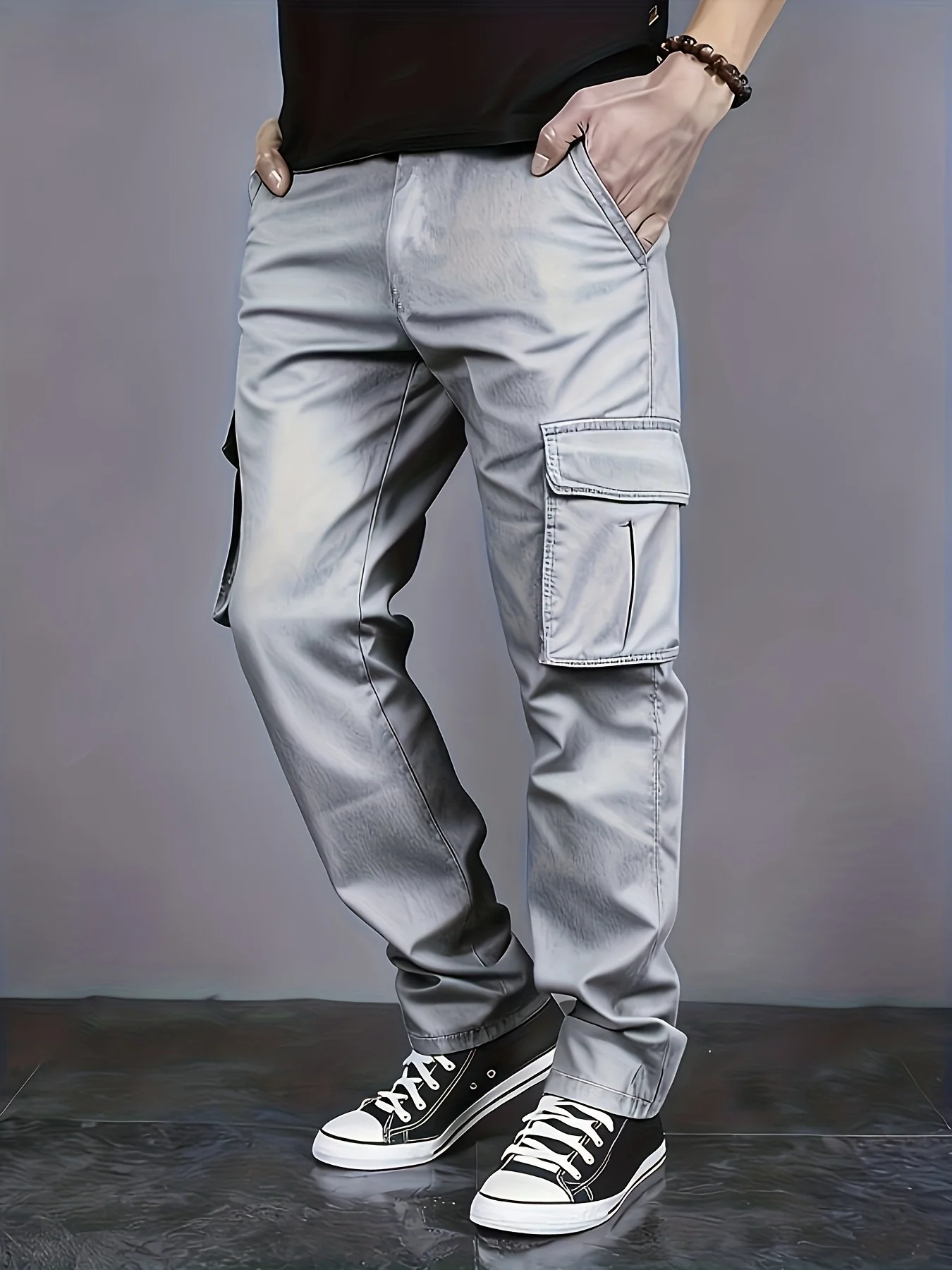 Multi Pocket Work Pants Loose Fit