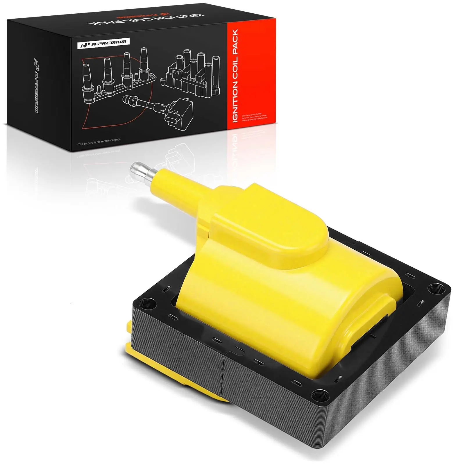 A-Premium Yellow Ignition Coil for Ford F-150 F-250 F-350 F-600 F-700 F-800 Mustang EXP