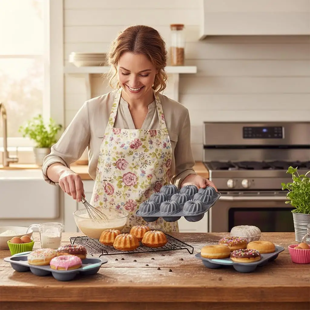  Molde de hielo para corona, molde de silicona para Donuts con 6 agujeros, sartén antiadherente para hornear, pastelería, pastel de Chocolate, postre, herramientas de decoración DIY