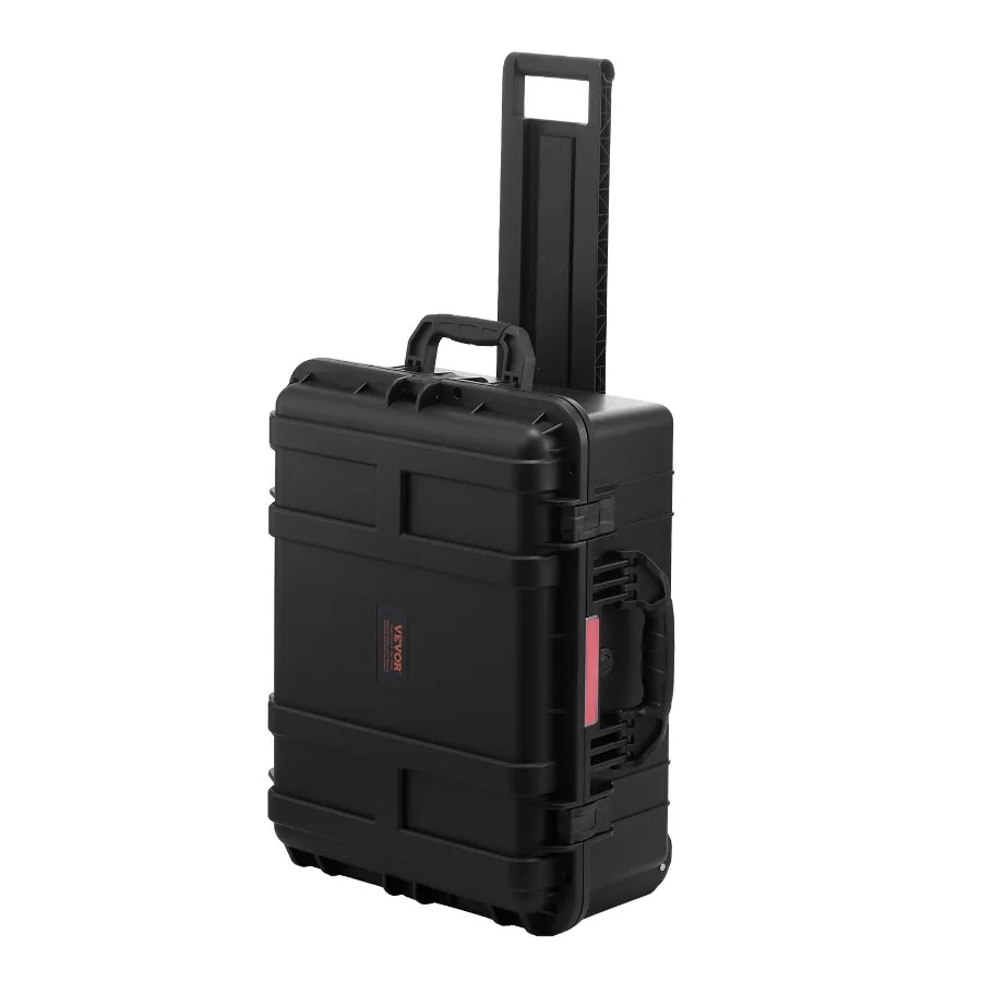 Weatherproof Hard Case, Heavy Duty Protective Dry Box Case With Pre-Cut Foam, Wheels Retractable Pull Handles For Travel, Hunt,