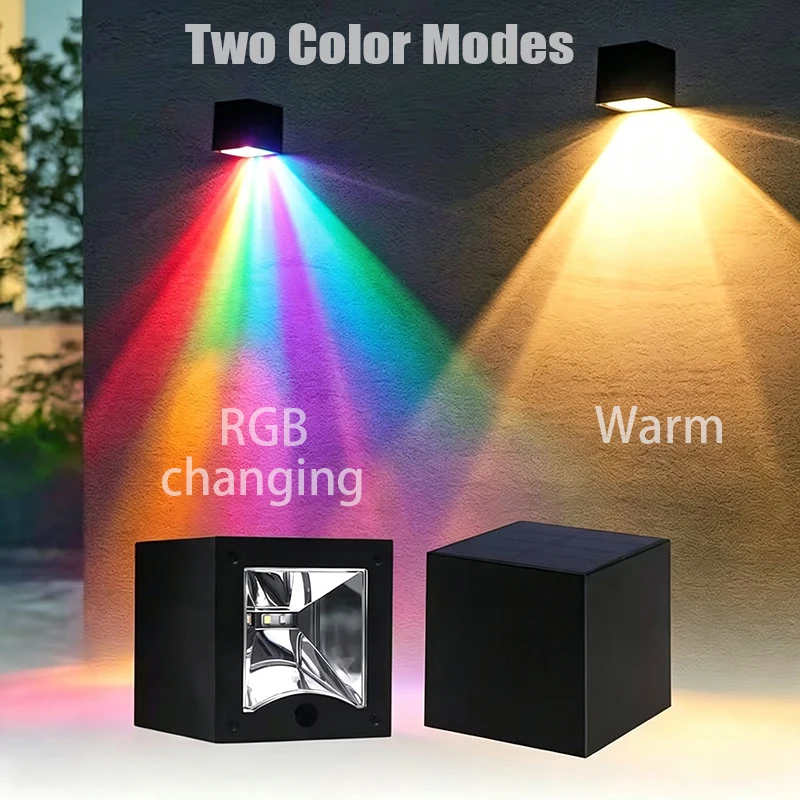 Outdoor Waterproof Solar Wall‑Washing Light Dual Lighting Modes Solar Powered Wall Sconce for Garden Yard Patio Wall Decoration