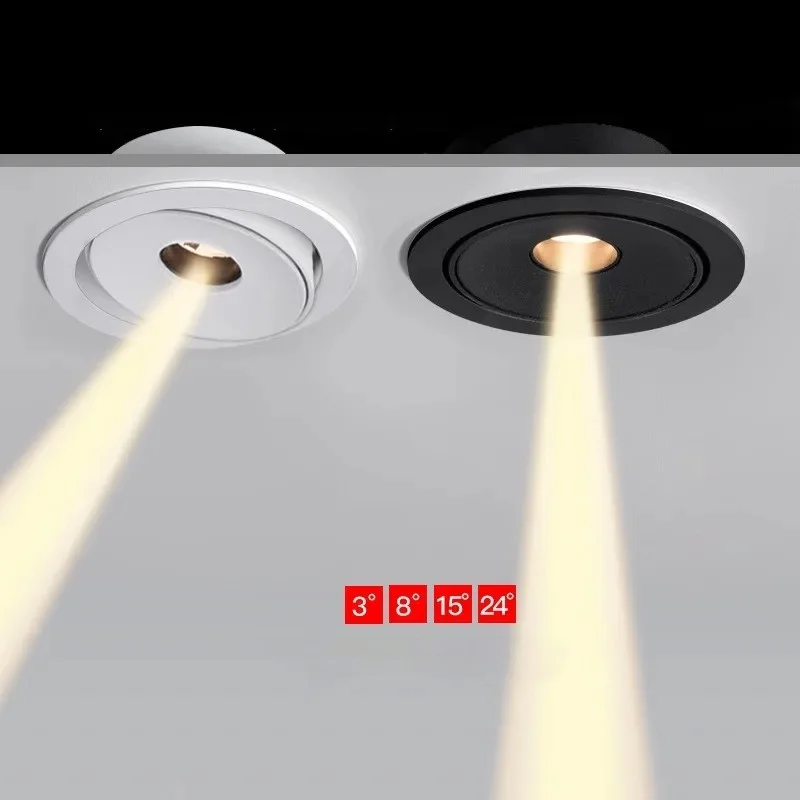 Focos Led ultrafinos, foco de ángulo de haz pequeño, foco de techo integrado de 3/8/15 grados para imagen del hogar, Mus
