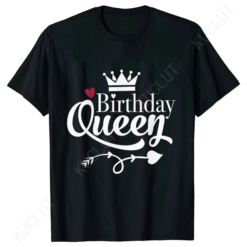 T-shirt Birthday Queen Family Graphic Print T Shirt Birthday Family Party Short Sleeve Tshirt Brother Sister Woman Tees